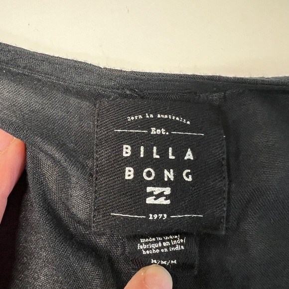 Billabong Women's Boho Black Lace-Up Tassel Front Beach Cover Up Tunic Dress M - Picture 7 of 11